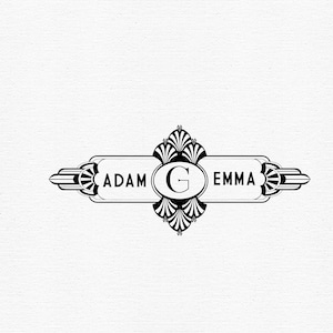 Wedding Logo SVG Art Deco Monogram SVG Editable Crest PNG Wedding Invitation Logo Custom Backdrop Logo Vintage Wedding Logo Svg File