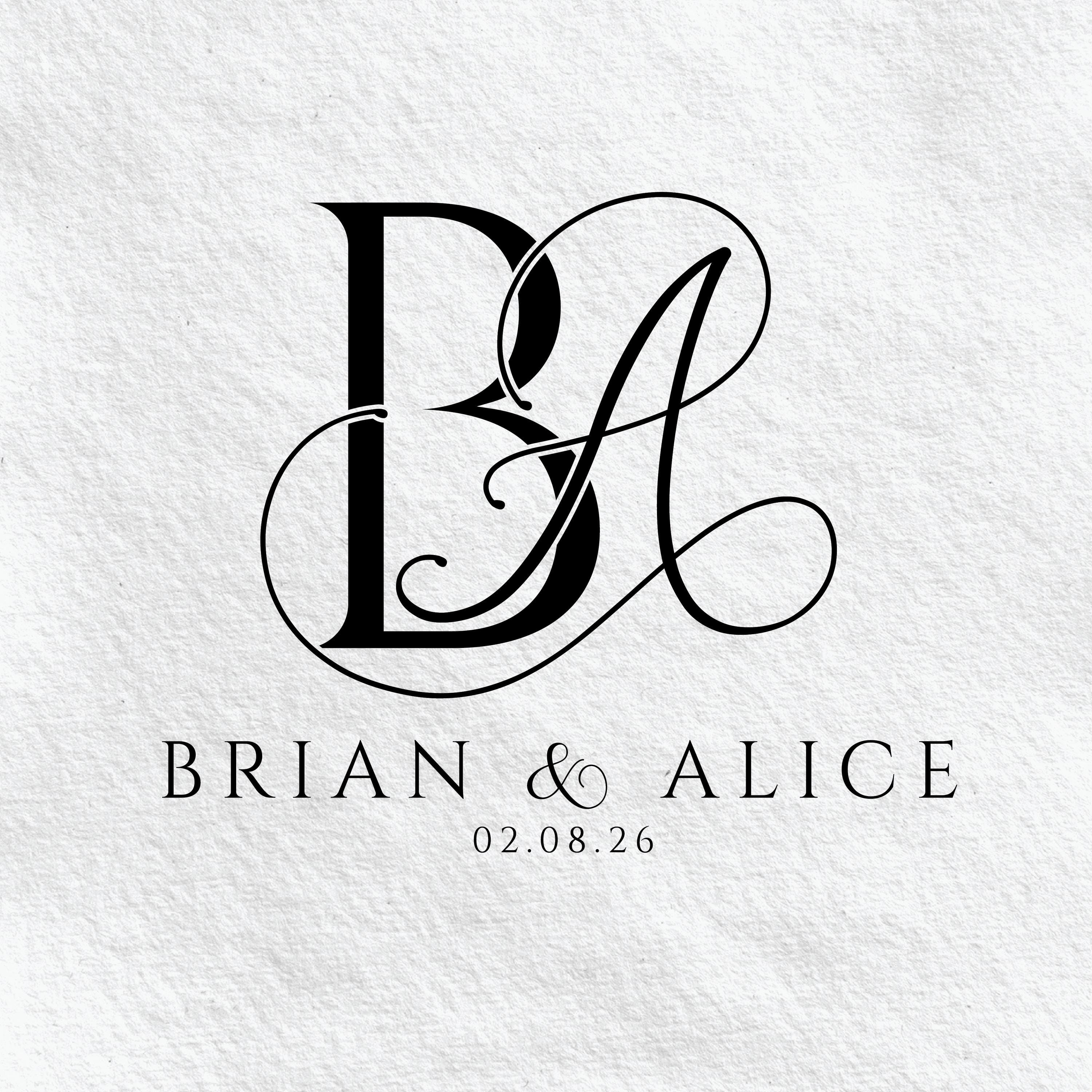 Overlapping Intials Script Custom Wedding Logo Monogram, Elegant Overlapping Initials (digital ...