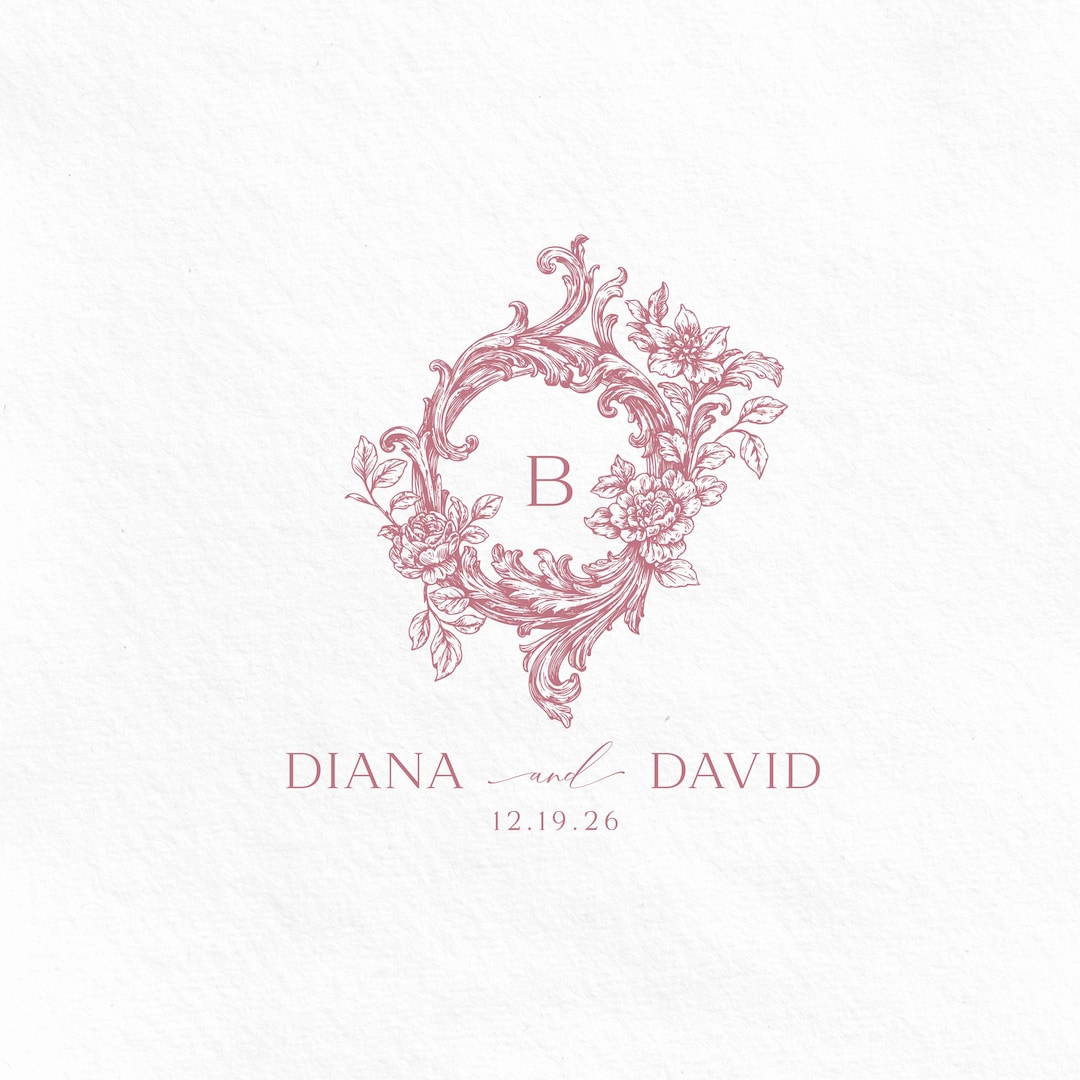 Victorian Floral Wedding Logo, Custom Crest Design (digital Download ...