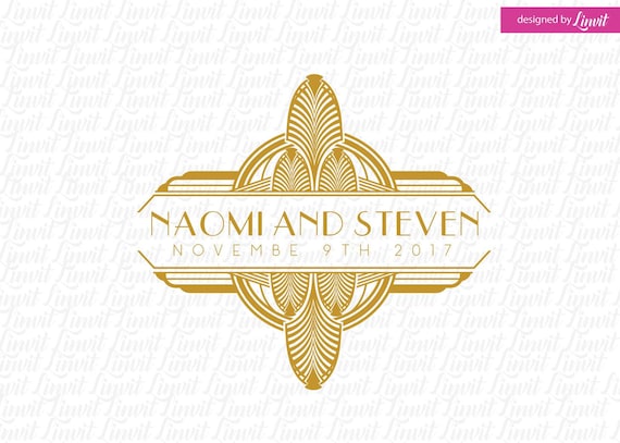 art deco wedding logo art deco wedding template art deco etsy