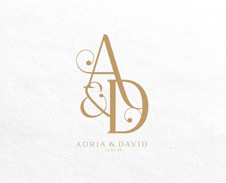 Custom Wedding Monogram Logo: Elegant Initial Crest (digital Download ...