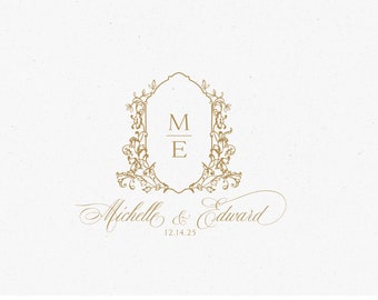 Vintage Wedding Crest SVG, Modern Monogram Logo (Digital Download)