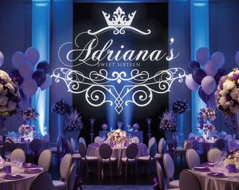 Sweet 16 Quinceañera Logo, Custom Crest Monogram (Digital SVG)
