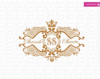 Indian Wedding Logo SVG: Royal Crest, Couple Monogram (Digital Download)