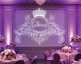 Custom Sweet 16 Logo, Quinceañera Crest SVG, Gobo Light Design (Digital)