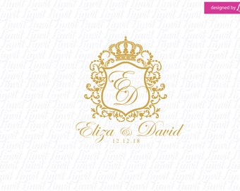 Logotipo do Brasão do Casamento Real: Monograma Personalizado, Coroa (Download Digital)