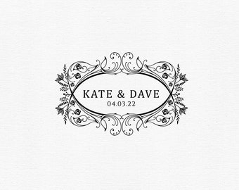 Bearbeitbares Hochzeitswappen-Logo SVG, benutzerdefinierte Monogrammvorlage