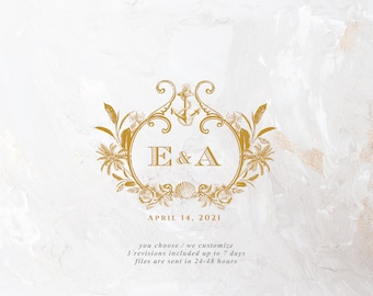 Custom Wedding Monogram Logo, Coastal Anchor Crest (Digital Download)