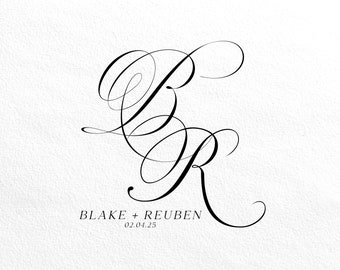 Logotipo personalizado para casamento: Monograma elegante em estilo cursivo (Download digital)