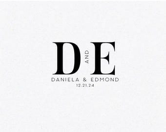 Modern Serif Wedding Monogram Logo, Customizable Crest (Digital Download)