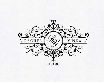 Wedding Logo SVG Wedding Monogram Template Editable Crest PNG Custom Wedding Logo Classic Monogram Logo Design Crest SVG File