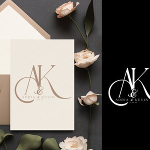 Modern wedding Monogram, Premade Logo Design, Wedding Couple Logo, Calligraphy Wedding Monogram, Initial Logo, Customizable wedding monogram image 5