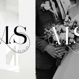 Modern Wedding Monogram, Chic Logo, Stylish Wedding Couple Logo ...