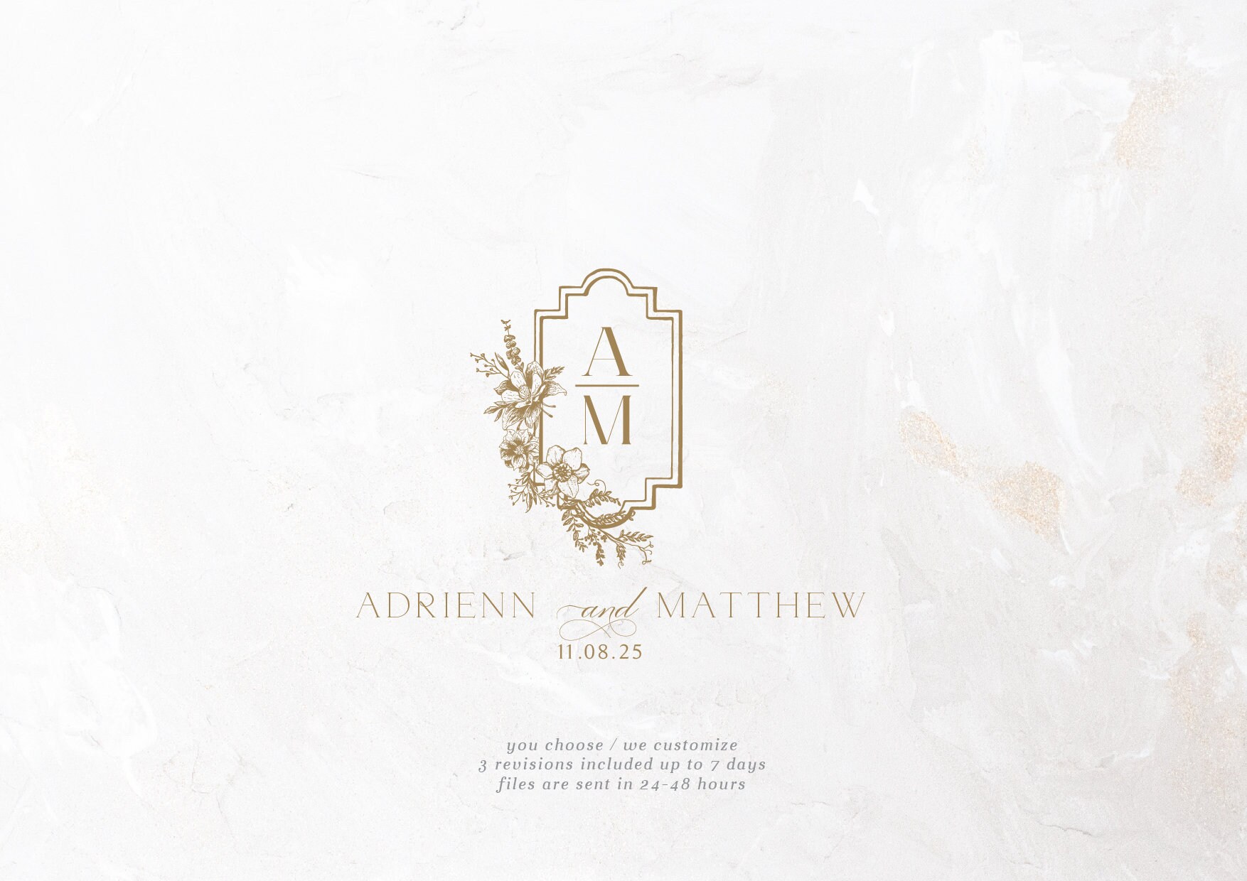 Vintage Floral Wedding Logo Crest, Custom Invitation Monogram (SVG, PNG ...