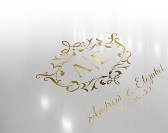 Classic Wedding Logo, Editable Monogram Crest (Digital Download)