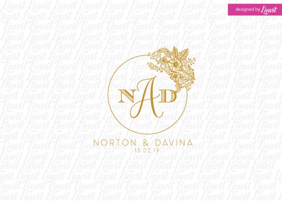 Premade Logo Design Wedding Monogram Signage Modern 