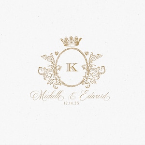 Wedding Logo SVG Wedding Monogram SVG Editable Crest PNG Royal Wedding Logo Regal Vintage Crest Crown Wedding Invitation Logo Svg