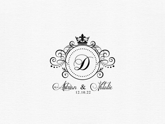 Black Wedding Crest Logo, Custom Crown Monogram (Digital Download)