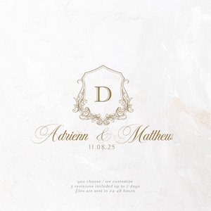 Logotipo de boda SVG Monograma de boda SVG Escudo editable PNG Escudo de logotipo de boda clásico Diseño de monograma elegante Logotipo de invitación atemporal Png