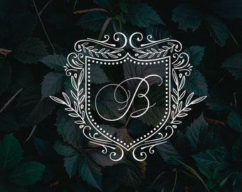 Logotipo floral para casamento, brasão personalizado em SVG, presente de aniversário (download digital)