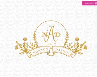 Wedding Logo, Wedding Monogram, Wedding Monogram Logo, Luxury Wedding Logo, Custom Wedding Logo, Wedding Svg, Blog Logo, Monogram Frame SVG