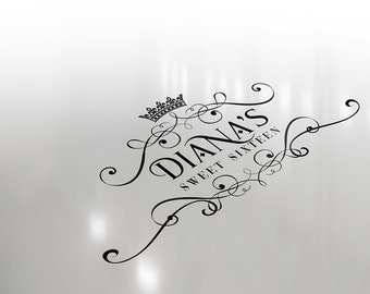 Logotipo personalizado para festa de 16 anos, brasão de Quinceañera em SVG, lembrancinhas de festa (download digital)