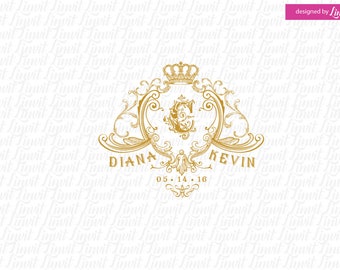 Logotipo de casamento com coroa em SVG, monograma com brasão real (download digital)