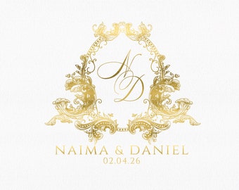 Luxury Wedding Logo SVG, Victorian Baroque Crest (Digital Download)