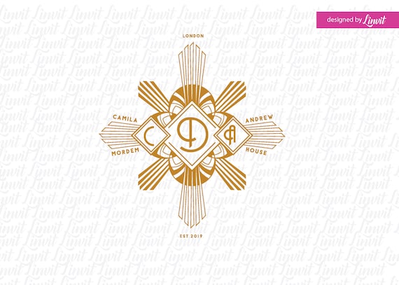 Art Deco Wedding Logo Art Deco Wedding Template Art Deco Wedding Design Art Deco Logo Art Deco Frame Art Deco Wedding Gobo -