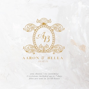Wedding Logo SVG Wedding Monogram SVG Editable Crest PNG Beach Wedding Logo Seashell Frame Monogram Svg Personalized Design