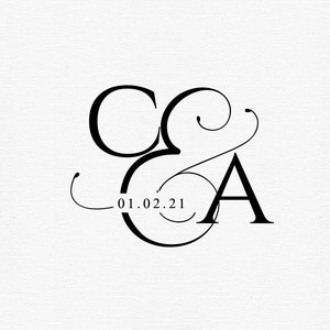 Logotipo de casamento SVG Monograma de casamento SVG Brasão editável PNG Logotipo inicial minimalista Placa de casamento personalizada Monograma para guardanapos Convites Gobo