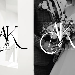 Modern wedding Monogram, Premade Logo Design, Wedding Couple Logo, Calligraphy Wedding Monogram, Initial Logo, Customizable wedding monogram image 3
