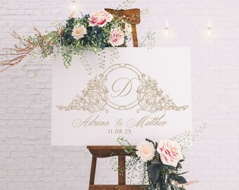 Vintage Wedding Crest Logo, Custom Monogram (SVG, PNG)