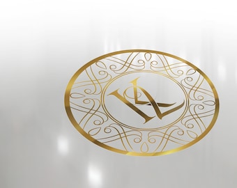 Minimalist Wedding Logo | Custom Calligraphy Crest, Monogram (Digital Download)