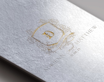 Floral Wedding Crest SVG, Vintage Monogram Logo with Banner (Digital Download)