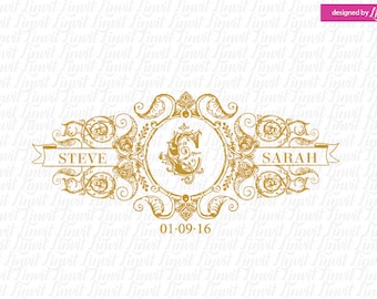 Vintage Wedding Logo SVG: Custom Monogram Crest (Digital Download)
