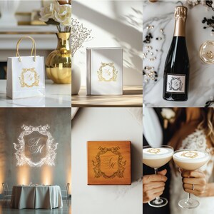 Logotipo de casamento SVG Monograma de casamento personalizado SVG Brasão editável PNG Brasão de casamento floral vintage Convite de papel feito à mão Mapa de assentos
