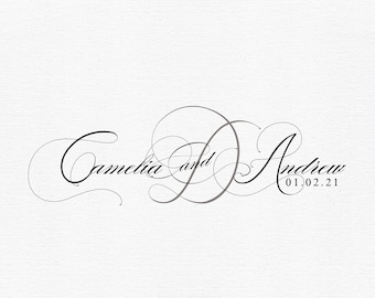 Calligraphy Wedding Logo SVG, Couples Initials Monogram (Digital Download)