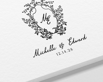Logotipo personalizado com monograma para casamento, logotipo floral dourado (download digital)