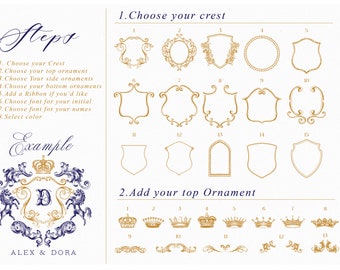 Vintage Wedding Crest Logo | Customizable Family Coat of Arms SVG