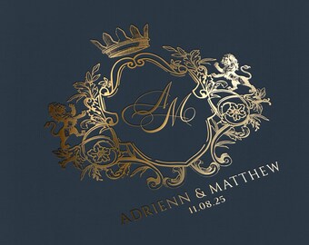 Lion Wedding Crest SVG, Regal Heraldic Monogram (Digital Download)