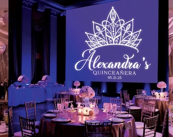 Custom Quinceañera Gobo Logo, Elegant Crest Design (Digital SVG, PNG)