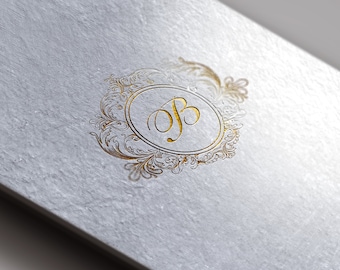 Elegant Scroll Wedding Logo, Editable Crest Monogram (SVG, PNG, PDF)