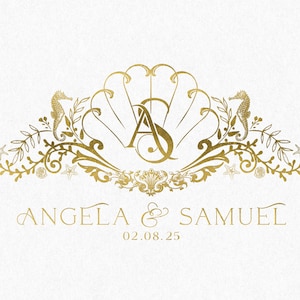 Custom Logo Design Beach Wedding Monogram Tropical Wedding Crest Coastal Wedding Logo Ocean Wedding Monogram Svg Editable Digital Download
