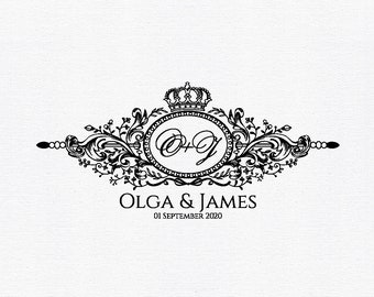 Custom Wedding Crest Logo SVG: Royal Monogram, Gobo Design (Digital Download)