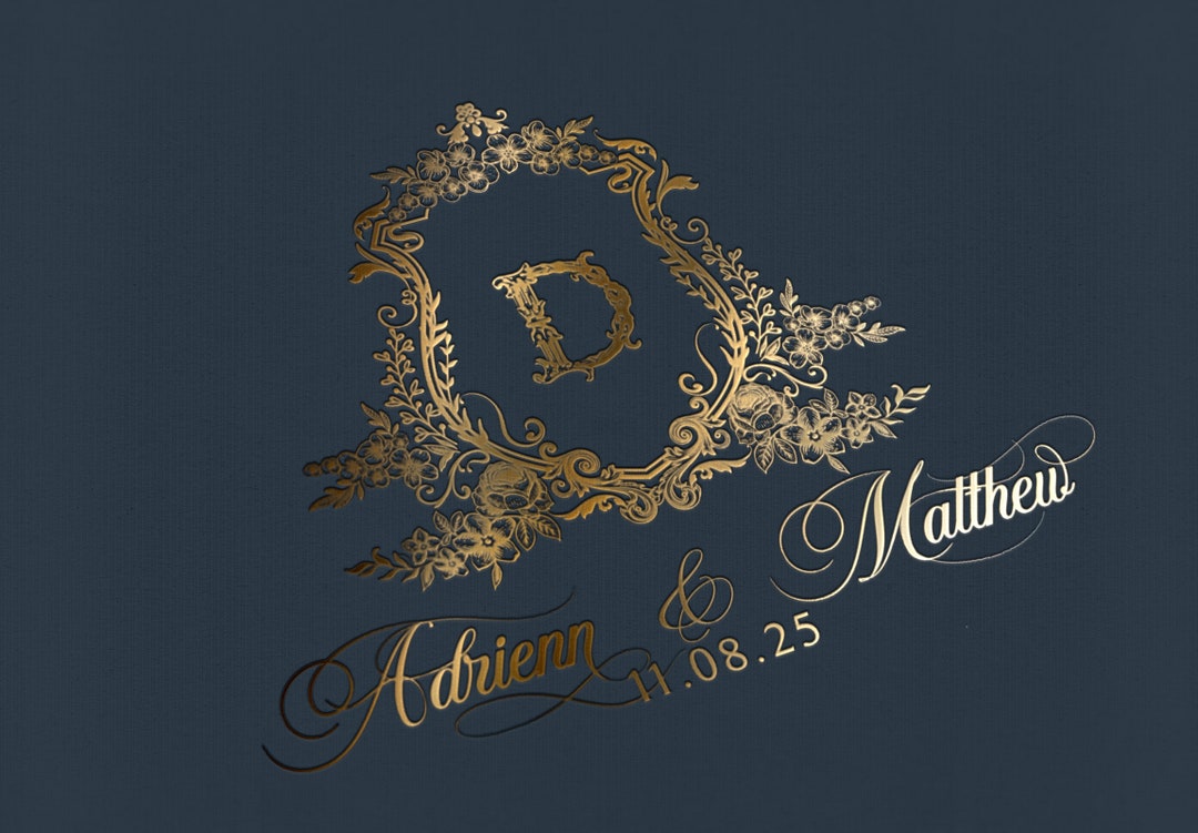 Floral Wedding Crest Design, Elegant Monogram Logo (digital Download ...
