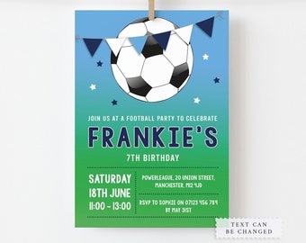 Personalised Football Birthday Party Invitations with FREE White Envelopes - Digital File or Printed