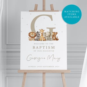 Personalized Baby Animal Christening Welcome Sign (Digital Download)