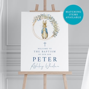 DIGITAL Personalised Peter Rabbit Christening Welcome Sign - Welcome Poster - Welcome Board