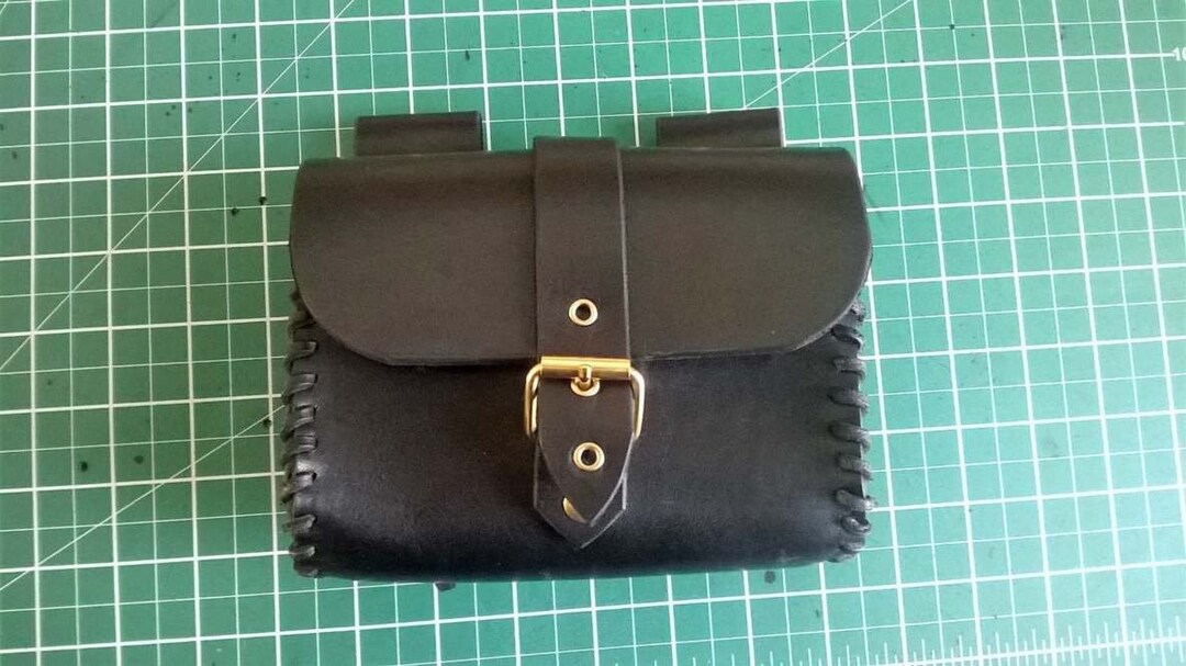 3mm Leather Pouch Brass Rivets and Buckle Etsy